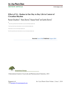 Doshas in Our Day to Day Life in Contest of Circadian Rhythm