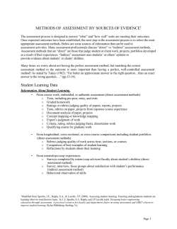 Methods of Assessment by Sources of Evidence