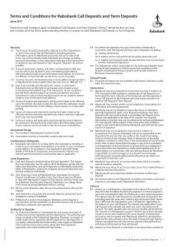 Terms and Conditions for Rabobank Call Deposits and Term Deposits