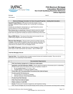 FHA Maximum Mortgage Calculation Worksheet and Streamline