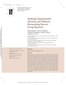Studying Organizational Advocacy and Influence - UNC