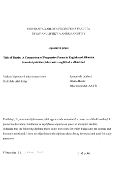 UNIVERZITA KARLOV A FILOZOFICKA F AKUL TA USTA V