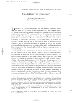 The Authority of Democracy