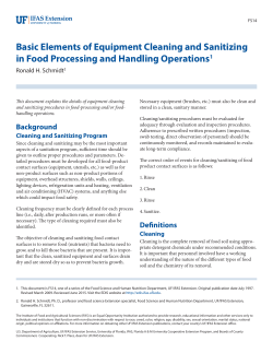 Basic Elements of Equipment Cleaning and Sanitizing in Food