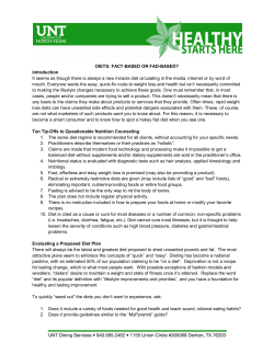 DIETS: FACT-BASED OR FAD-BASED? Introduction It seems as