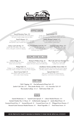 Our Menu - Steve Fields Steak and Lobster Lounge