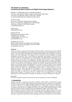 The Studio as Laboratory: Combining Creative