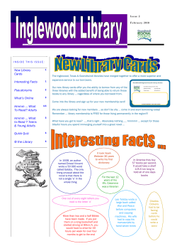 Inglewood Library Newsletter - Issue 2.pub