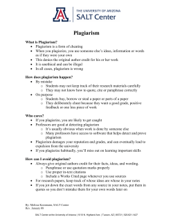 Plagiarism - (SALT) Center