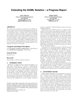 Extending the SiGML Notation &ndash; a Progress Report