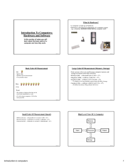Introduction To Computers: Hardware and Software