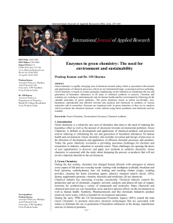 Enzymes in green chemistry: The need for environment and