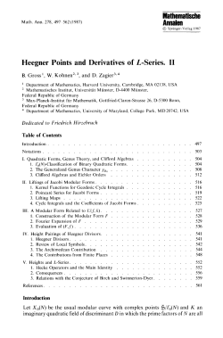 Heegner points and derivatives of Emphasis Type="Italic">L