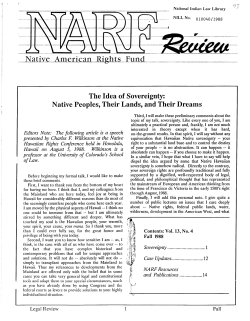 The Idea of Sovereignty: Native Peoples, Their Lands, and Their