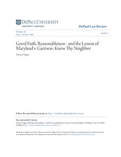 Good Faith, Reasonableness - and the Lesson of