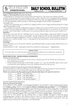 Bulletin #042 - Official Website of the De La Salle Lipa &ndash; Integrated