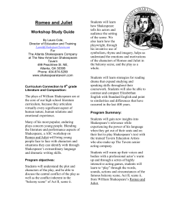 Romeo and Juliet Workshop Study Guide
