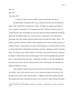 American Catholics and the Equal Rights Amendment The Equal