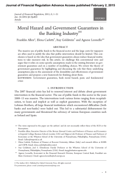 Moral Hazard and Government Guarantees in the
