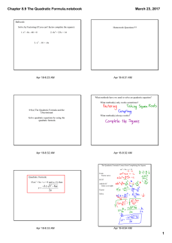 Chapter 8.9 The Quadratic Formula.notebook