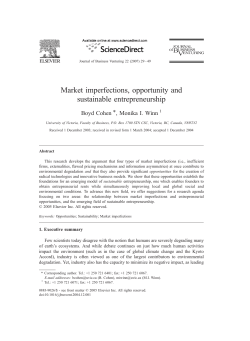 Market imperfections, opportunity and sustainable entrepreneurship