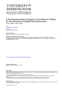 University of Birmingham A Photogrammetric Analysis of Cuneiform