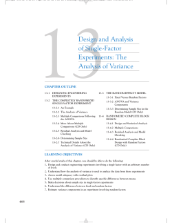 Design and Analysis of Single-Factor Experiments: The Analysis of