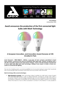 AwoX announces the production of the first connected light bulbs