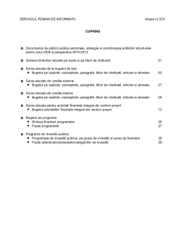 Sume alocate pentru activitati finantate integral din venituri proprii
