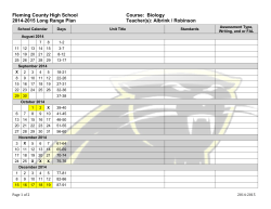 Fleming County High School Course: Biology 2014