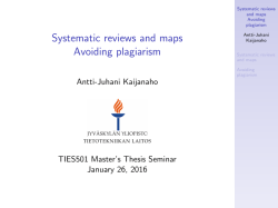 Systematic reviews and maps Avoiding plagiarism