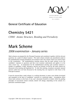 A-level Chemistry Mark scheme Unit 1 - Atomic Structure