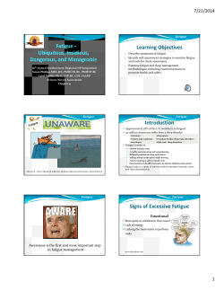 Learning Objectives Introduction Signs of Excessive Fatigue