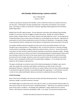John Bowlby: Rediscovering a systems scientist