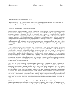 H-France Review Volume 16 (2016) Page 1