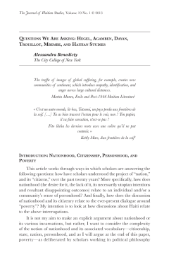 Journal of Haitian Studies 19.1 - Vanderbilt College of Arts and