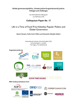 Life in a Time of Food Price Volatility: Popular Politics and