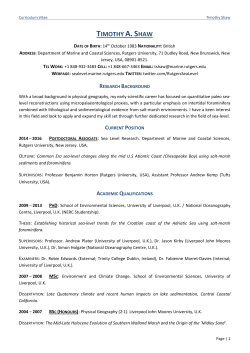 Timothy Shaw - Rutgers Sea Level Research