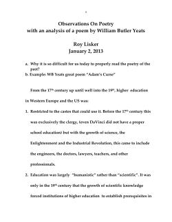 Observations On Poetry with an analysis of a poem by William Butler