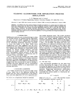 TEARING ALGORITHMS FOR SEPARATION PROCESS SIMULATION