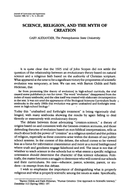 Science, Religion, and the Myth of Creation