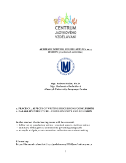 ACADEMIC WRITING COURSE AUTUMN 2014 SESSION 5