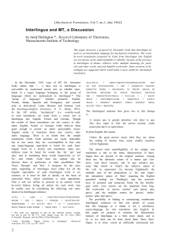 Interlingua and MT, a discussion
