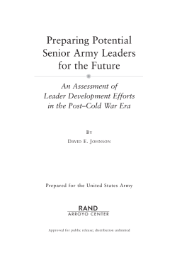 Preparing Potential Senior Army Leaders for the Future: An