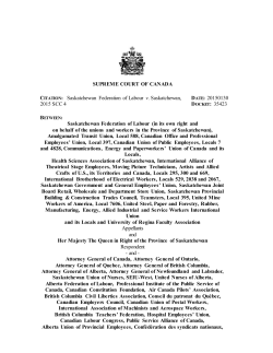 SCC Right to Strike Decision - Saskatchewan Federation of Labour
