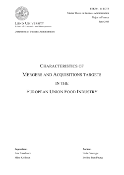 CHARACTERISTICS OF MERGERS AND ACQUISITIONS