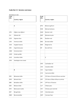 Code list 11 Invoice currency