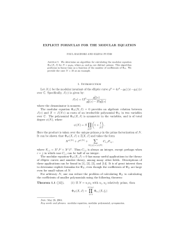 Explicit formulas for the modular equation