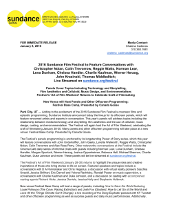 2016 Sundance Film Festival to Feature Conversations with
