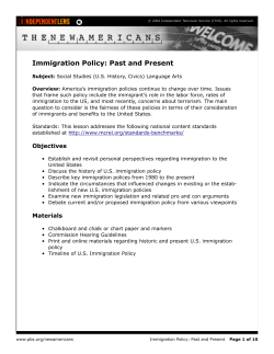 Immigration Policy: Past and Present